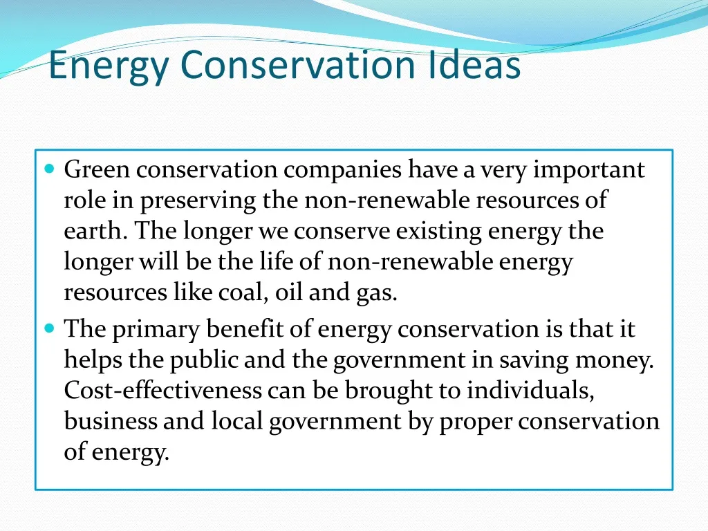 energy conservation ideas