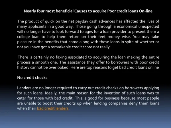 bad credit loan lenders online
