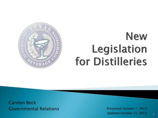 New Legislation for Distilleries