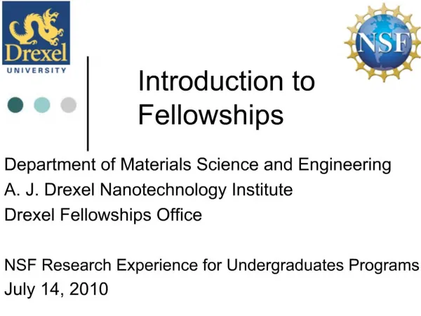 Introduction to Fellowships