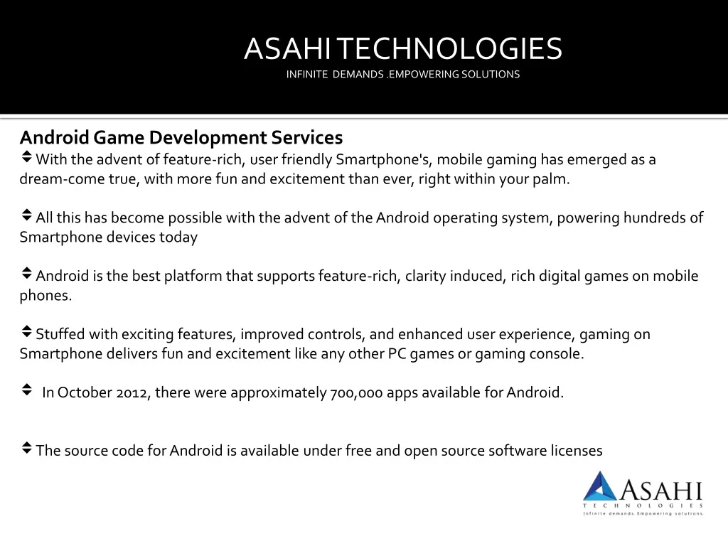 asahi technologies infinite demands empowering