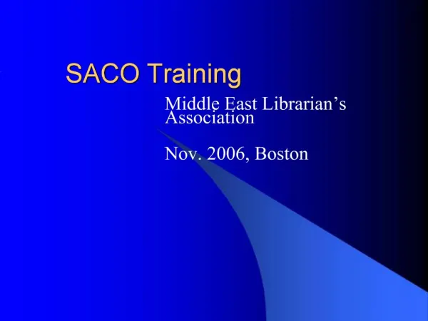 SACO Training