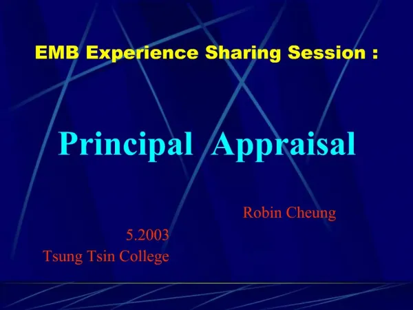 EMB Experience Sharing Session :