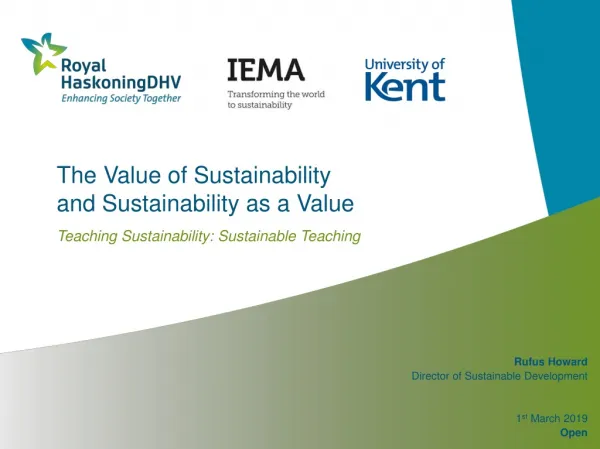 The Value of Sustainability and Sustainability as a Value
