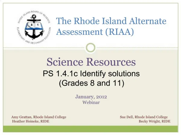 The Rhode Island Alternate Assessment RIAA