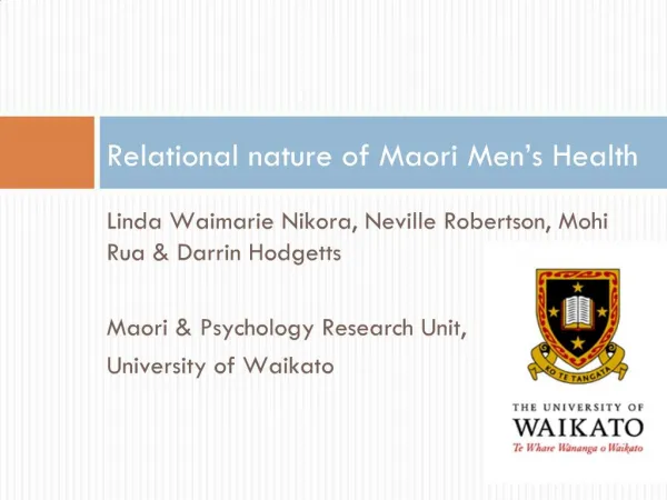Relational nature of Maori Men s Health