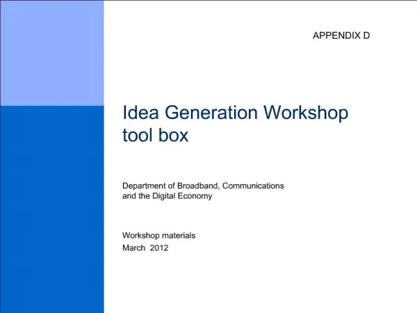 Idea Generation Workshop tool box
