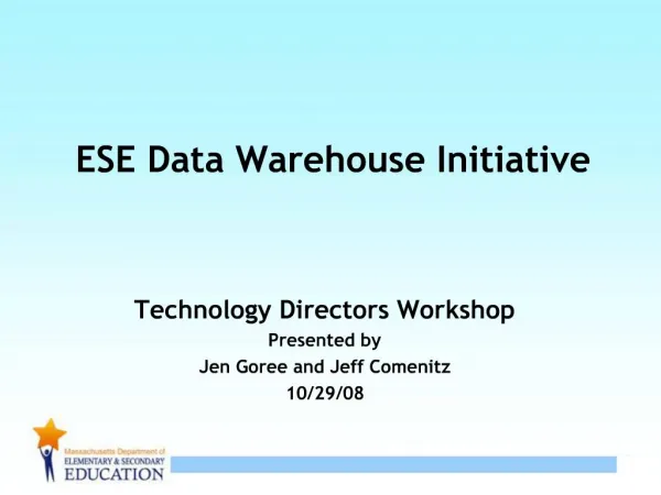 ESE Data Warehouse Initiative