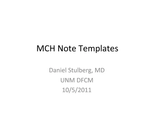 MCH Note Templates