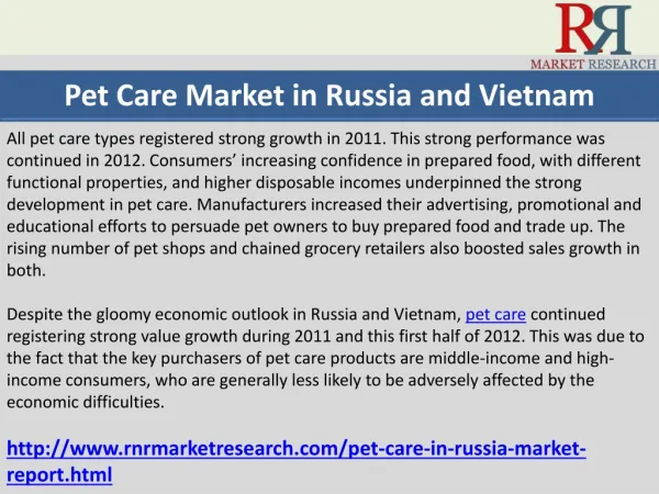 Pet Care Market in Russia and Vietnam