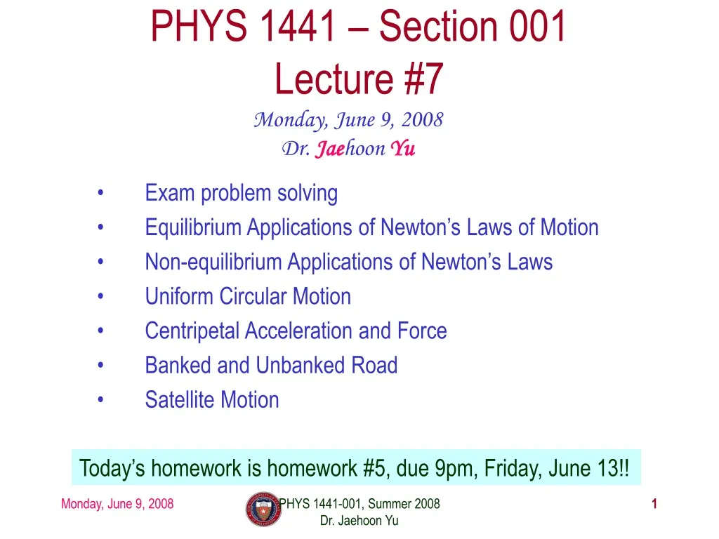 phys 1441 section 00 1 lecture 7