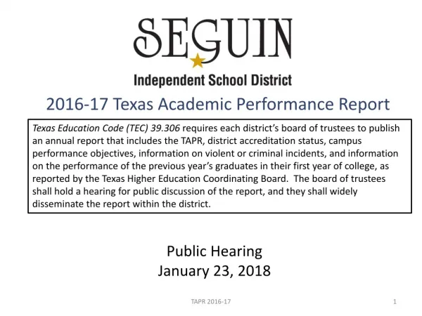 2016-17 Texas Academic Performance Report