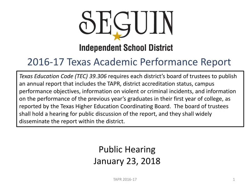 2016 17 texas academic performance report