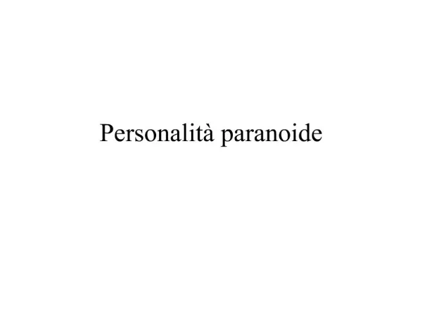 Personalit paranoide