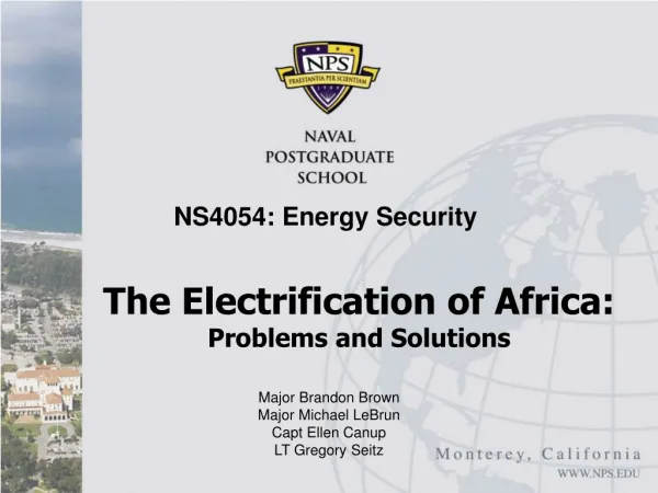 The Electrification of Africa: Problems and Solutions