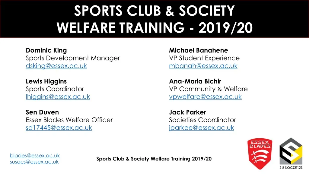 sports club society welfare training 2019 20