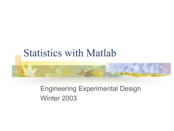 Statistics with Matlab
