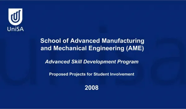 School of Advanced Manufacturing and Mechanical Engineering AME