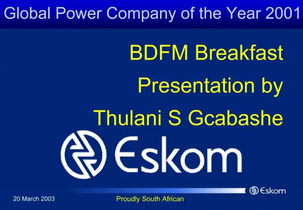 Global Power Company of the Year 2001