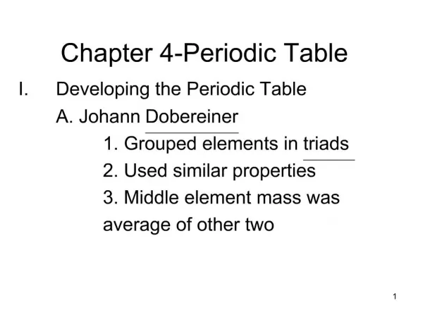 Chapter 4-Periodic Table