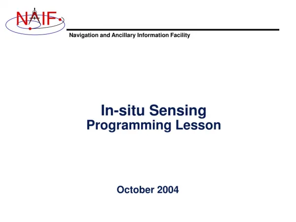 In-situ Sensing Programming Lesson