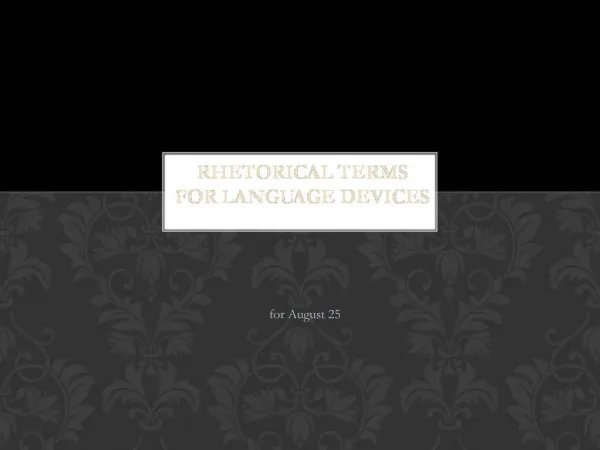 Rhetorical Terms for language devices