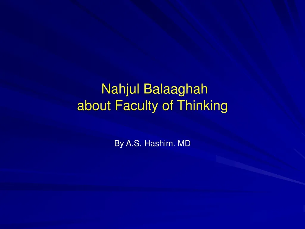 nahjul balaaghah about faculty of thinking