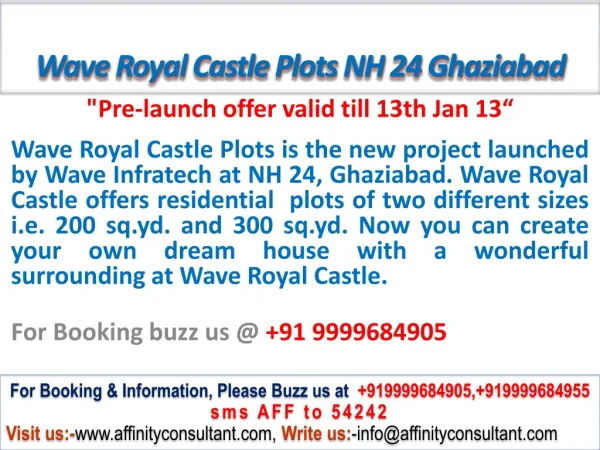 Wave Royal Castle Plots @09999684905