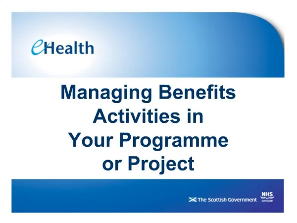 Managing Benefits Activities in Your Programme or Project