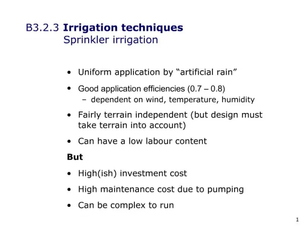 B3.2.3 Irrigation techniques Sprinkler irrigation