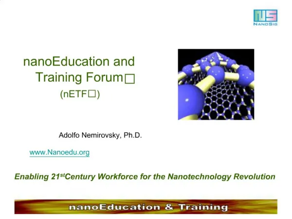 NanoEducation and Training Forum nETF