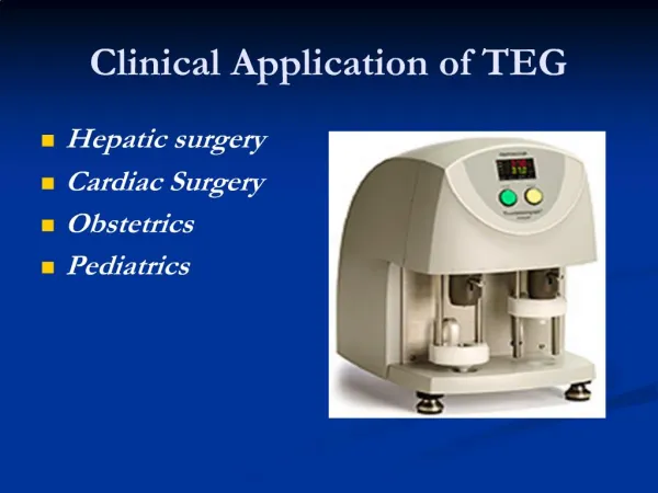 Clinical Application of TEG
