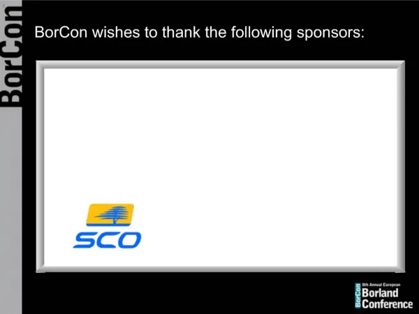 BorCon wishes to thank the following sponsors: