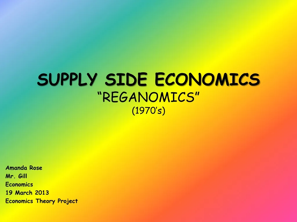 supply side economics reganomics 1970 s