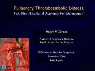 Pulmonary Thromboembolic Disease Risk Stratification Approach For Management - slide 1
