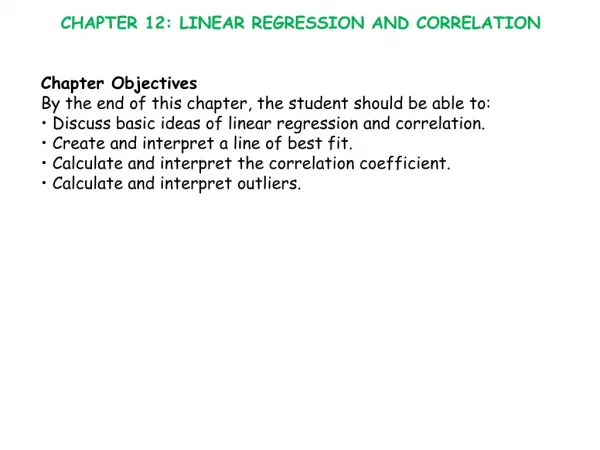 CHAPTER 12: LINEAR REGRESSION AND CORRELATION