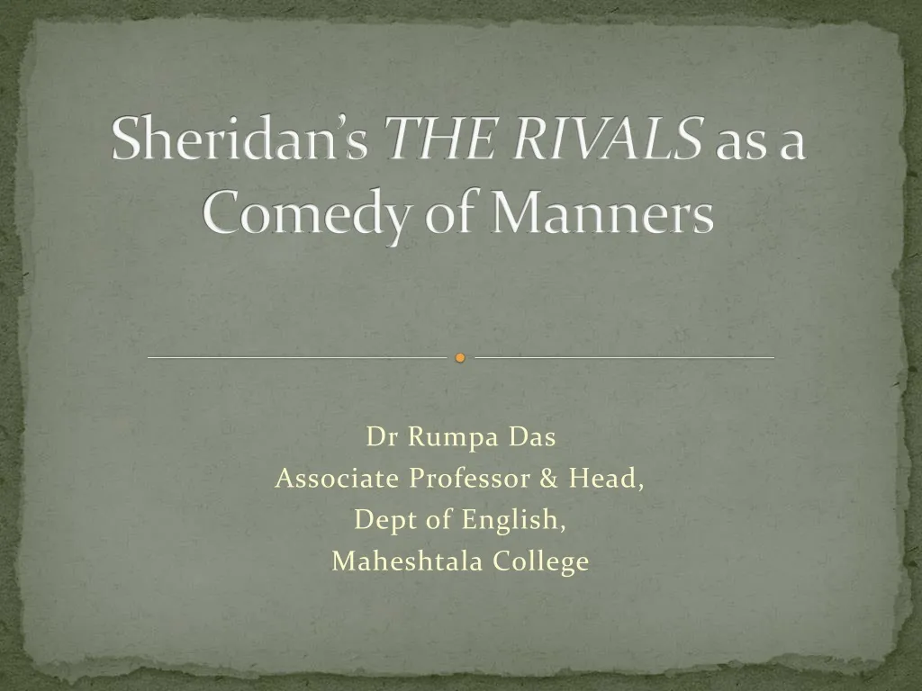 sheridan s the rivals as a comedy of manners