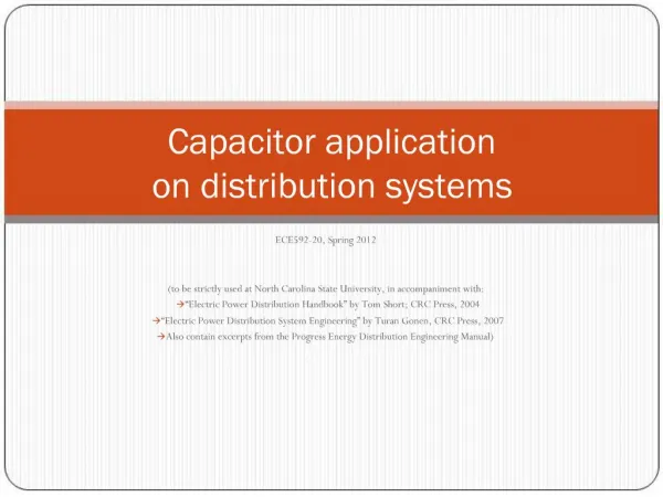 Capacitor application on distribution systems