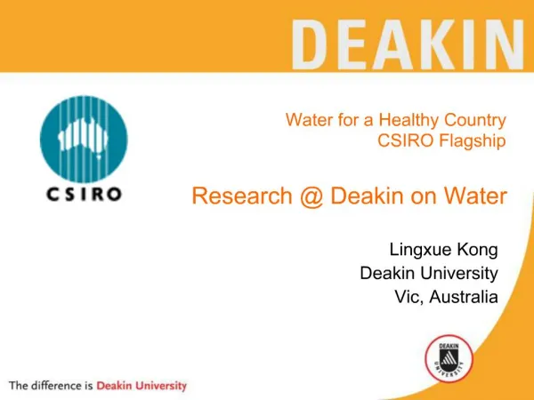 Water for a Healthy Country CSIRO Flagship Research Deakin on Water