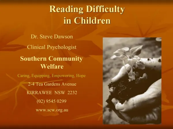 Reading Difficulty in Children