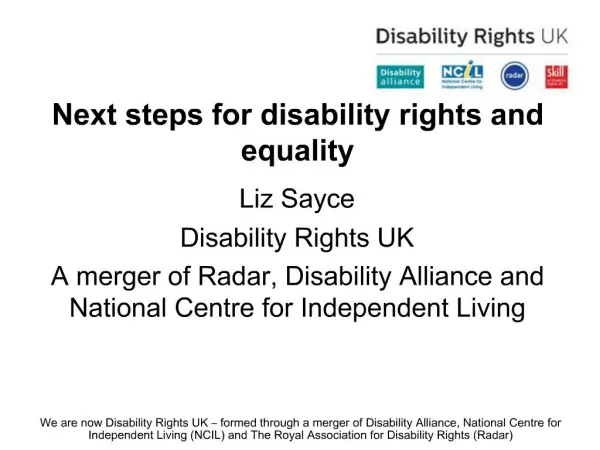 Next steps for disability rights and equality