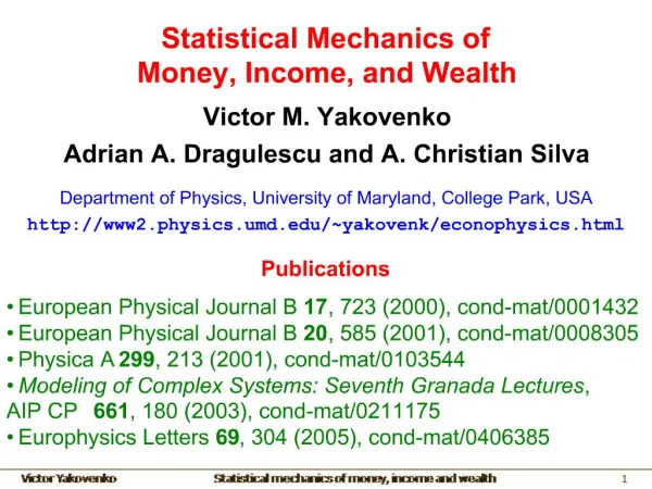 Statistical Mechanics of Money, Income, and Wealth