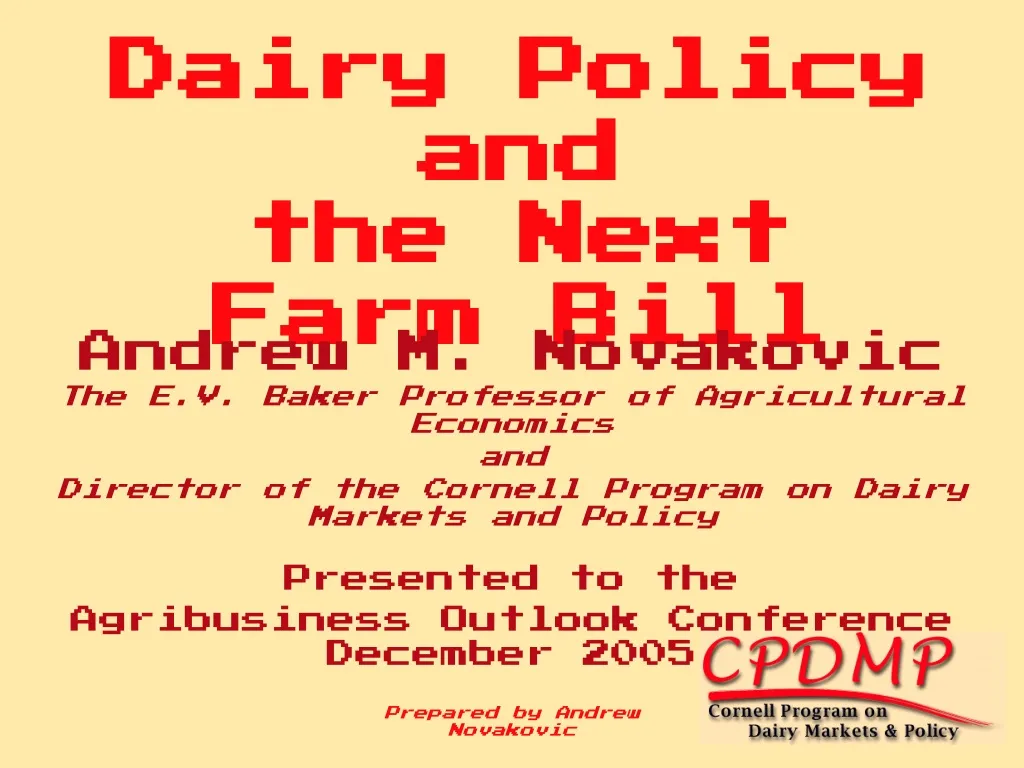 dairy policy and the next farm bill