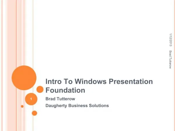 Intro To Windows Presentation Foundation