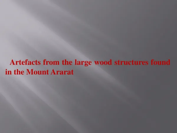 Artefacts from the large wood structures found in the Mount Ararat