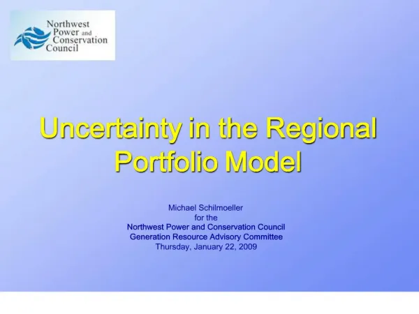 Uncertainty in the Regional Portfolio Model