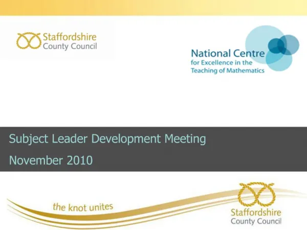 Subject Leader Development Meeting November 2010