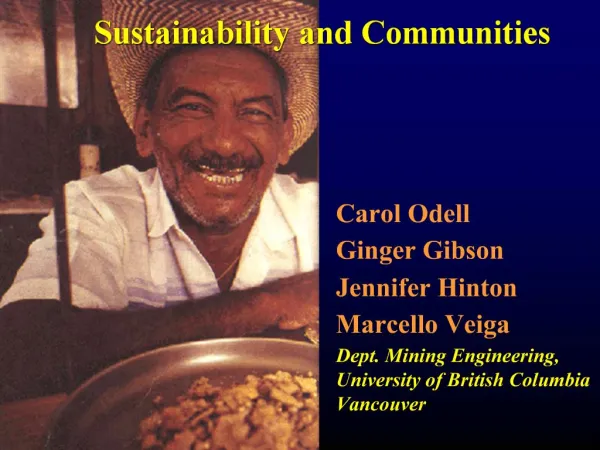 Sustainability and Communities