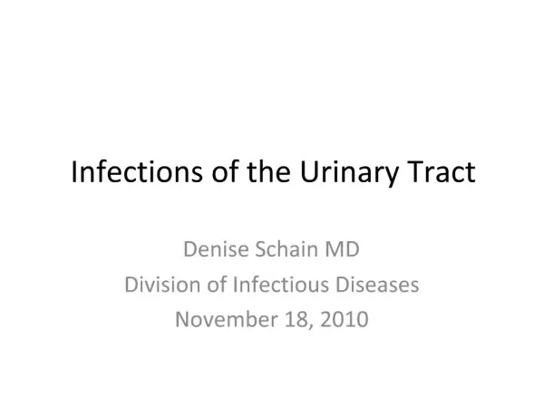Infections of the Urinary Tract