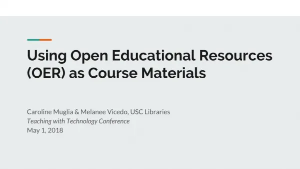Using Open Educational Resources (OER) as Course Materials